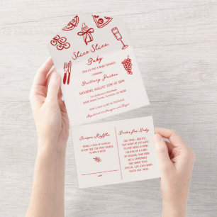 Slice Slice Baby Pizza Baby Shower All In One Invitation
