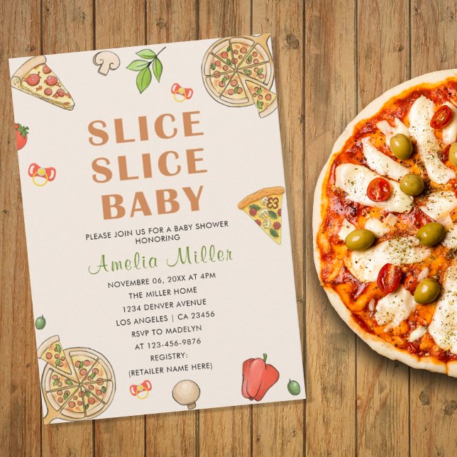 Slice Slice Baby Pizza Baby Shower Invitation (Creator Uploaded)