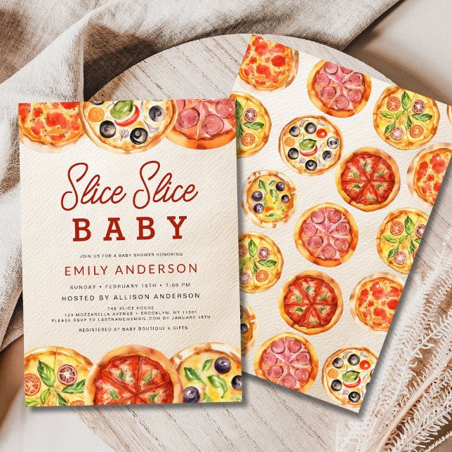 Slice Slice Baby Pizza Baby Shower Invitation (Creator Uploaded)
