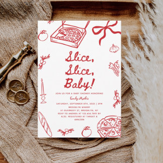 Slice Slice Baby Pizza Baby Shower  Invitation