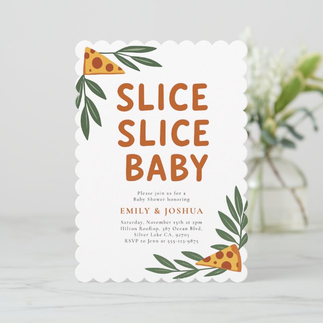 Slice Slice Baby Pizza Baby Shower Invitation (Standing Front)