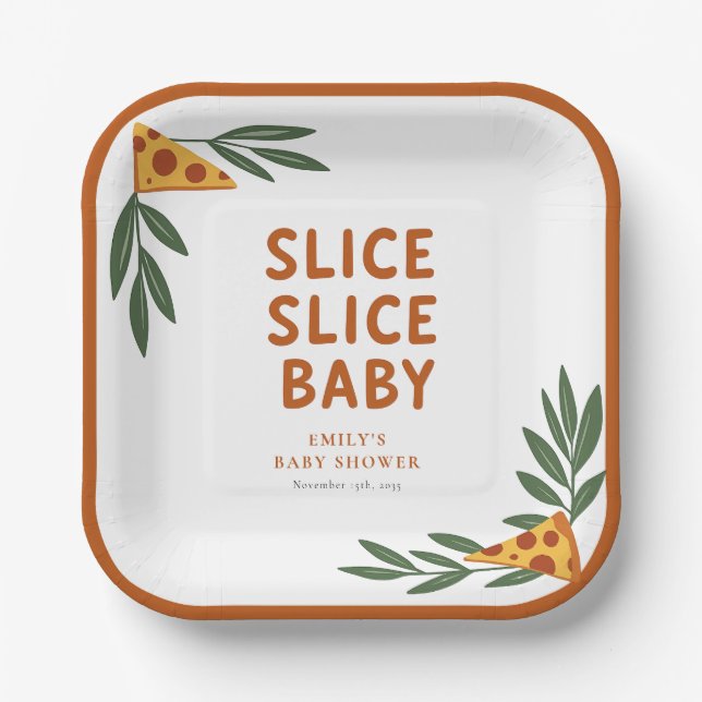 Slice Slice Baby Pizza Baby Shower Paper Plate (Front)
