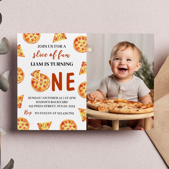 Slice Slice Baby Pizza Birthday Photo Invitation (Creator Uploaded)