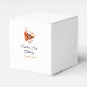 Slice Slice baby pizza brown blue 1st birthday  Favour Box