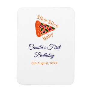 Slice Slice baby pizza brown blue 1st birthday Magnet