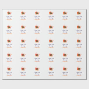 Slice Slice baby pizza brown blue 1st birthday Wrapping Paper