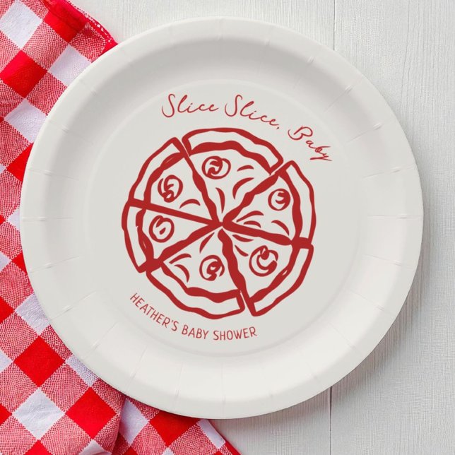 Slice Slice Baby Pizza Ciao Baby Shower Paper Plate (Creator Uploaded)