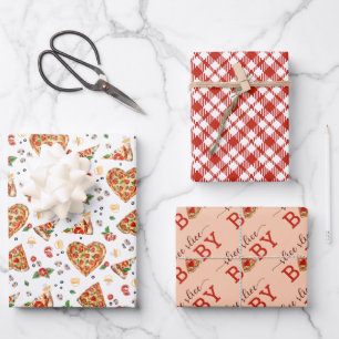 Slice Slice Baby Pizza & Pacifier Baby Shower Wrapping Paper Sheet