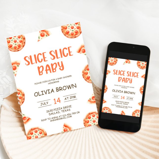 Slice Slice Baby Shower Invitation Pizza Shower (Creator Uploaded)