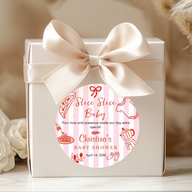 Slice Slice Baby Shower Thank you  Classic Round Sticker (Slice Slice Baby Shower Thank you sticker)