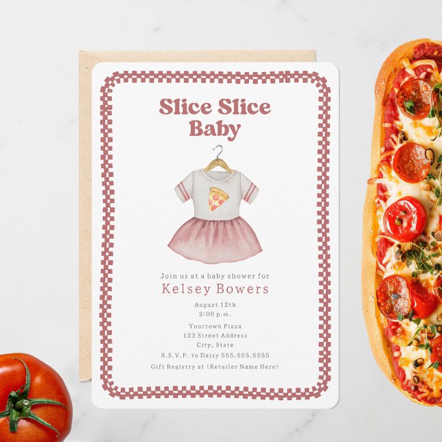Slice Slice Girl Baby Shower Pizza Dress Invitation (Creator Uploaded)