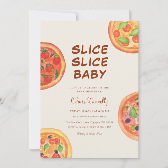 Slice Slice Pizza Italian Baby Shower Invitation (Front)