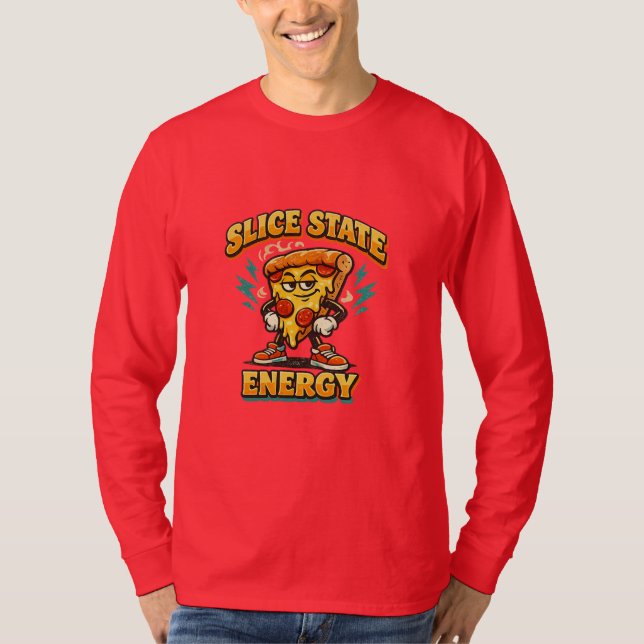 Slice State Energy Retro Pizza Lover Funny Graphic T-Shirt (Front)