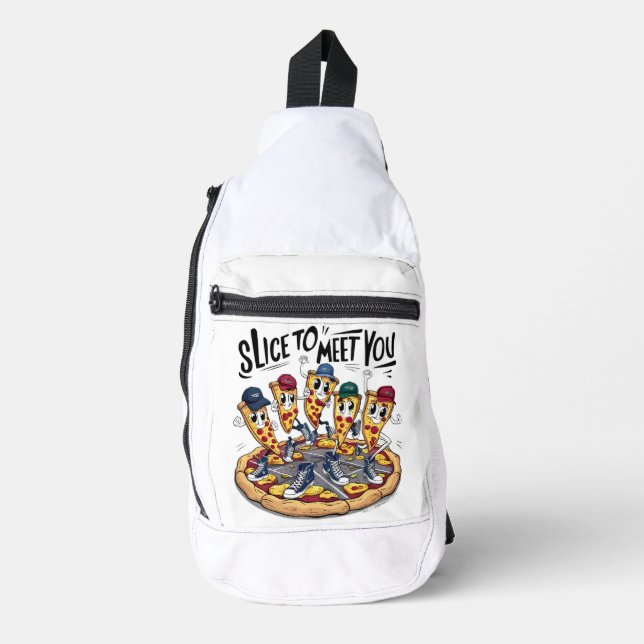 Slice To Meet You Funny Pizza Sling Bag (Front)