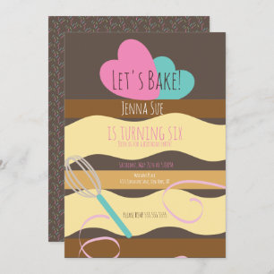 Sliced Cake Decorating Birthday Pink Sprinkles Invitation