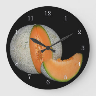Sliced Cantaloupe Melon Large Clock
