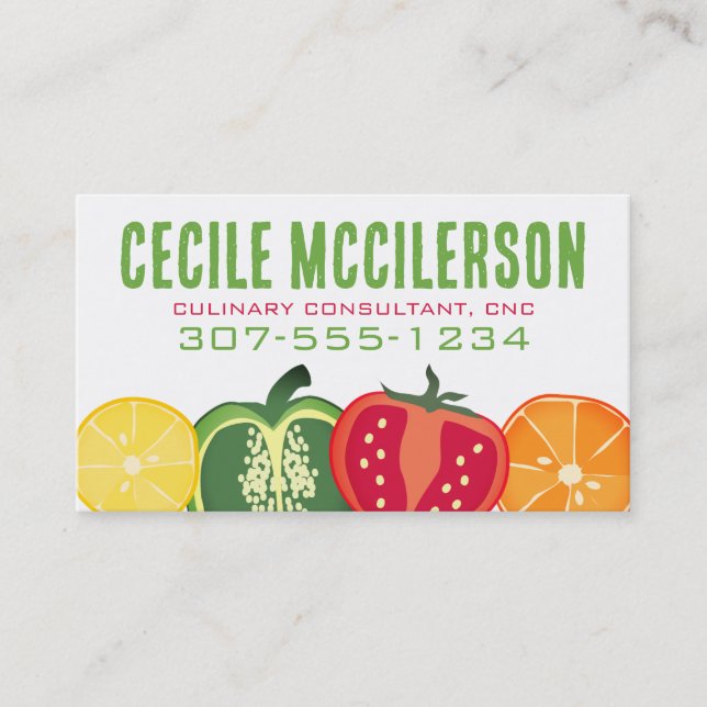 sliced fruit vegetable chef catering business ccar business card (Front)