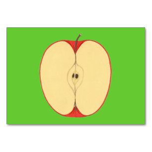Sliced half apple Reading Flashcards for adults Table Number