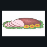 Sliced Ham Holiday Christmas Easter Dinner Rectangular Sticker<br><div class="desc">Sticker features an original marker illustration of a sliced holiday ham on a platter. Perfect for Easter or Christmas mailings or craft projects! This Easter-themed design is also available on other products. Lots of additional Easter basket treats and Easter decor are also available. Don't see what you're looking for? Contact...</div>