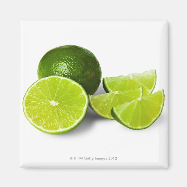 Sliced lime wedge, on white background, cut out magnet (Front)