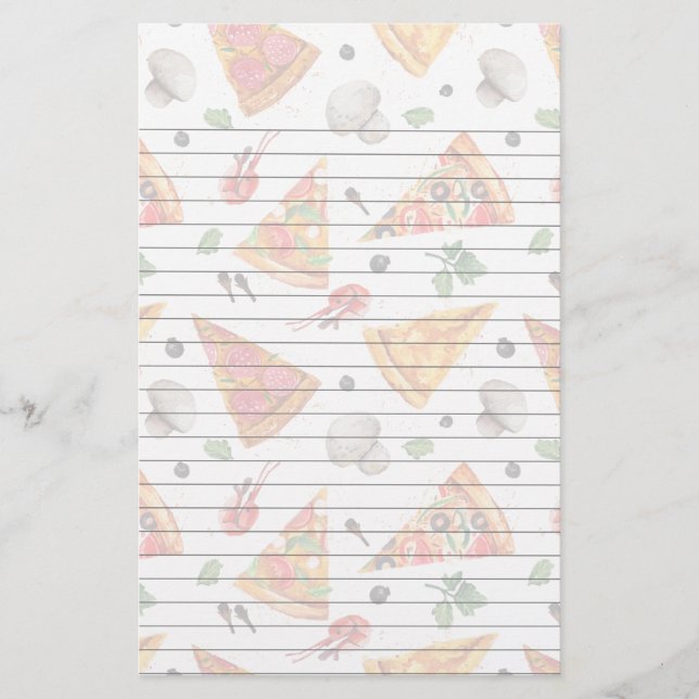 Sliced of Pizza and Mushrooms Stationery (Front)