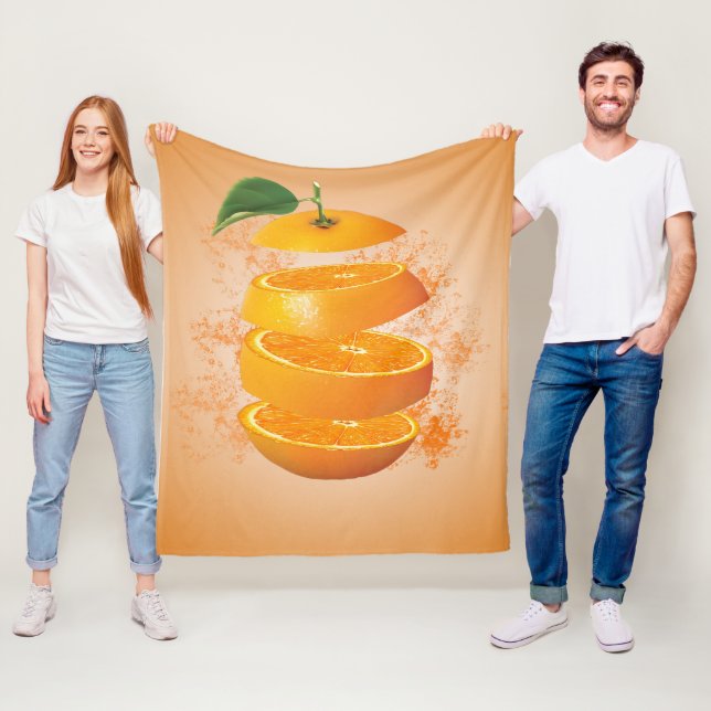Sliced Orange Vibrant and Refreshing Custom Image  Fleece Blanket (In Situ)