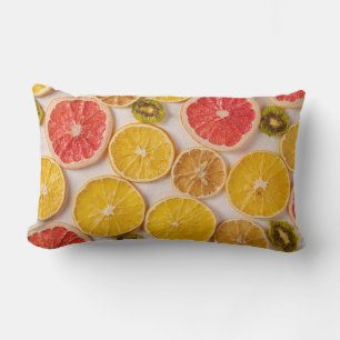 Sliced Oranges Grapefruit and Kiwi Pattern Fruit Lumbar Cushion