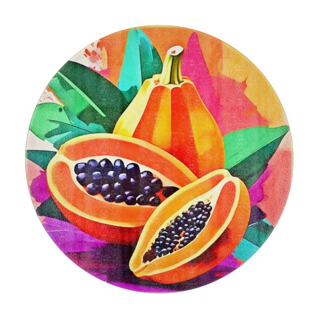 Sliced Papaya Pop Art Cutting Board (Front)