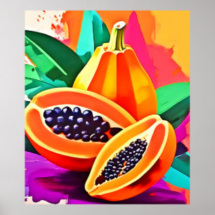 Sliced Papaya Pop Art Poster
