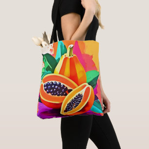 Sliced Papaya Pop Art Tote Bag