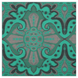 Sliced pomegranat, mint & grey, bohemian pattern fabric