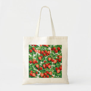 Sliced Strawberry Garden Pattern Tote Bag