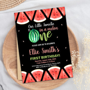 Slices Green Watermelon Birthday Invitations