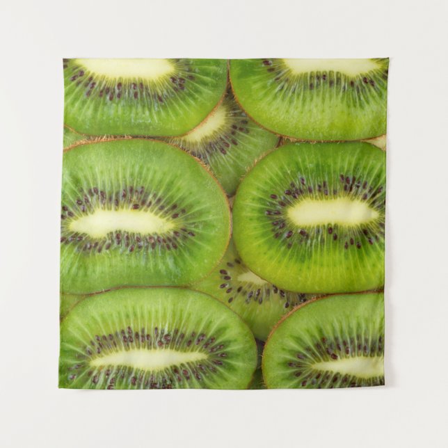 Slices of fresh and ripe kiwi fruit in rowsbrown,c tapestry (Front)