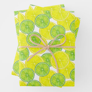 Slices of Lime and Lemon Fruit  Wrapping Paper Sheet