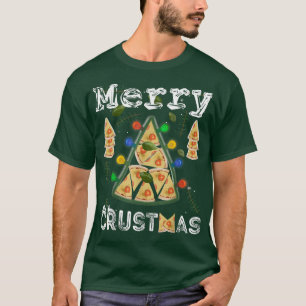 Slices Pizza Christmas Tree Lights - Merry Crustma T-Shirt