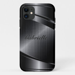 Slick Black Design Brushed Aluminium Look Case-Mate iPhone Case