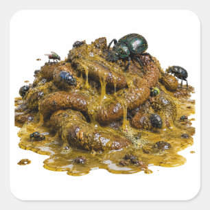 Slick dung beetle feeding frenzy square sticker