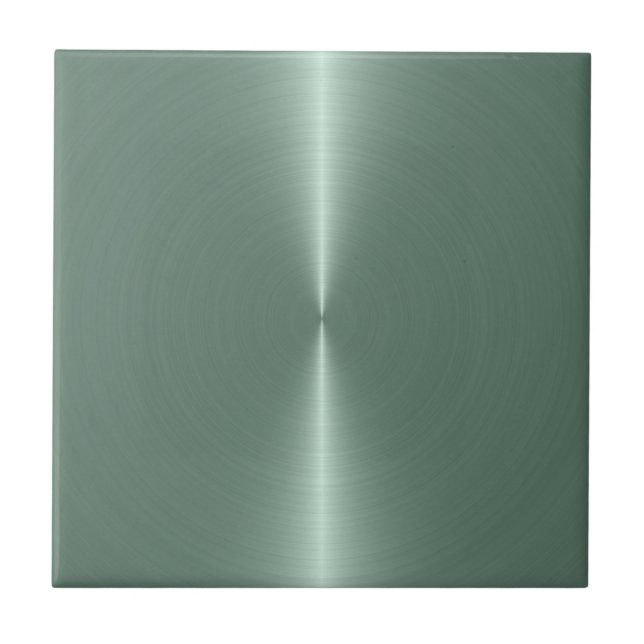 Slick Metallic Pastel Green Stainless Steel Look Tile (Front)