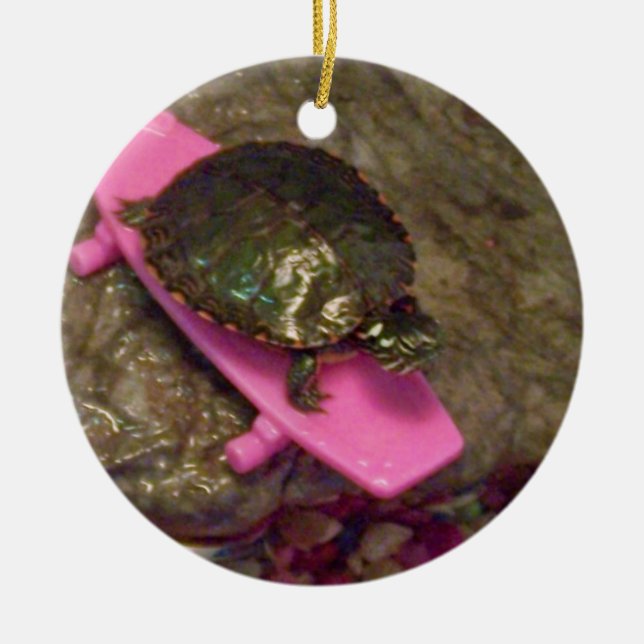 Slider Turtle Christmas Ornament (Front)