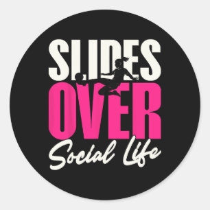 Slides Over Social Life Soccer Girls Classic Round Sticker