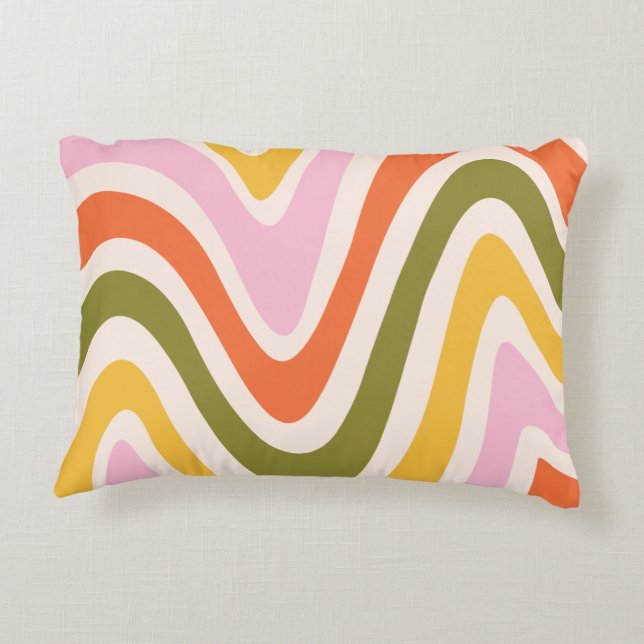 Sliding 70s Swirls Accent Pillow (Back)