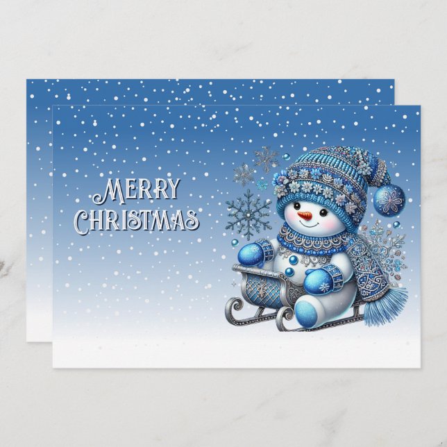 Sliding Snowman Christmas Holiday Card (Front/Back)