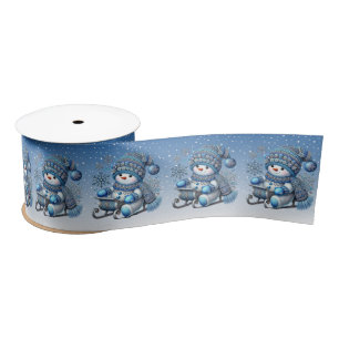 Sliding Snowman Christmas Holiday Satin Ribbon