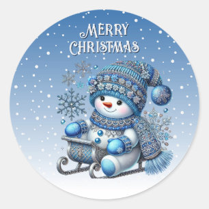 Sliding Snowman Christmas Holiday Sticker