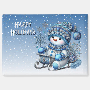 Sliding Snowman Holiday Magnet