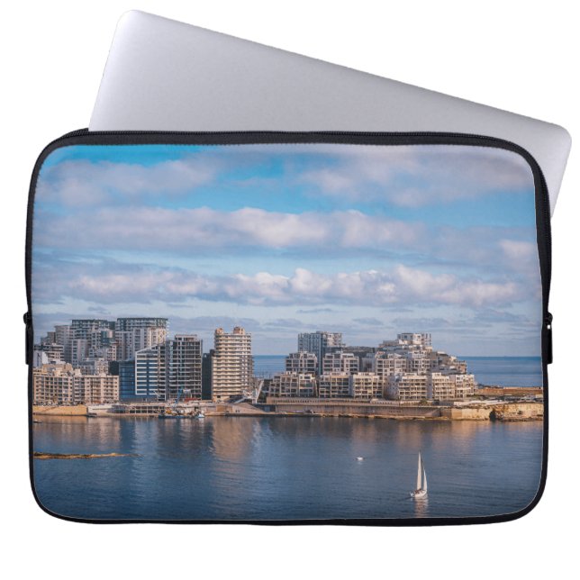 Sliema harbor and skyscrapers in Malta Laptop Sleeve (Front)