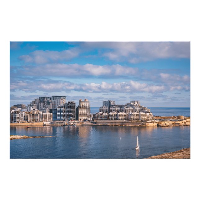 Sliema harbor and skyscrapers in Malta Photo Print (Front)