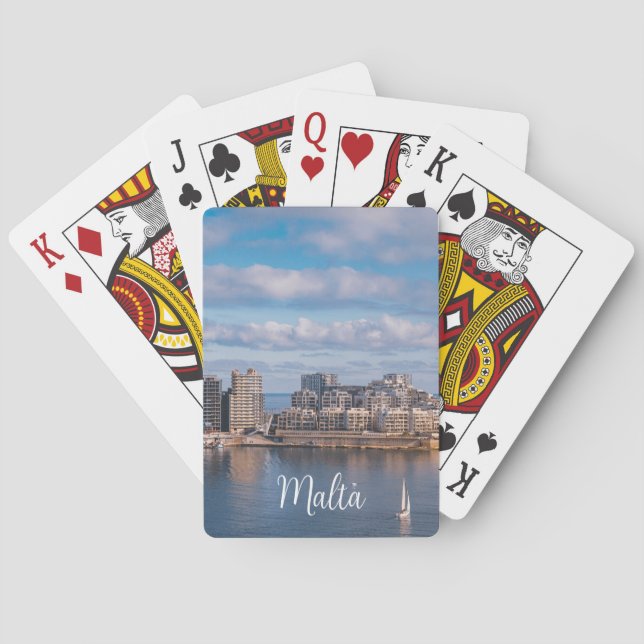 Sliema harbor and skyscrapers in Malta Playing Cards (Back)