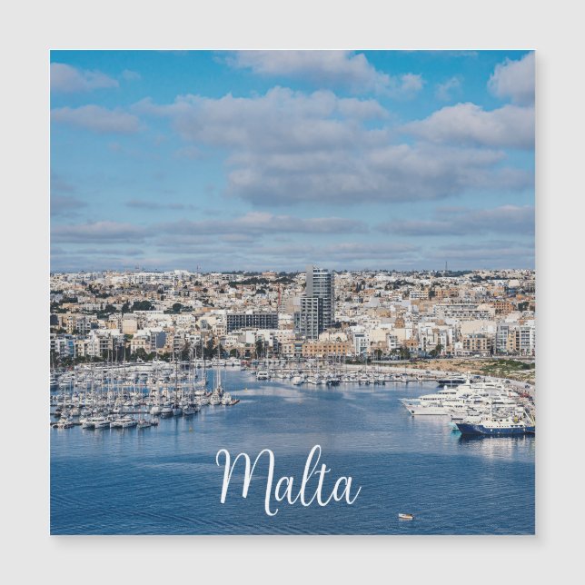 Sliema harbor with modern buildings and boats mag (Front)